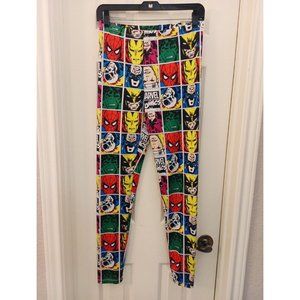 Women's Marvel Comics Vibrant Colorful Hulk Spider Man Stretchy Leggings Size Lg